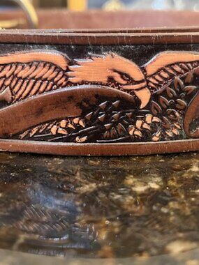 Unisex Western Top Grain Leather Belt with Eagle Design size 38 waist
